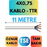 Öznur 4x0,75 Ttr Kablo Metre Seçenekli (Beyaz) - 11 METRE
