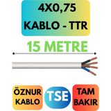 Öznur 4x0,75 Ttr Kablo Metre Seçenekli (Beyaz) - 15 METRE