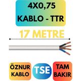 Öznur 4x0,75 Ttr Kablo Metre Seçenekli (Beyaz) - 17 METRE