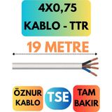 Öznur 4x0,75 Ttr Kablo Metre Seçenekli (Beyaz) - 19 METRE