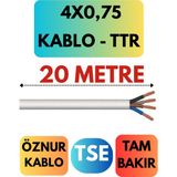 Öznur 4x0,75 Ttr Kablo Metre Seçenekli (Beyaz) - 20 METRE