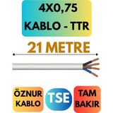 Öznur 4x0,75 Ttr Kablo Metre Seçenekli (Beyaz) - 21 METRE