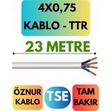 Öznur 4x0,75 Ttr Kablo Metre Seçenekli (Beyaz) - 23 METRE