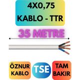 Öznur 4x0,75 Ttr Kablo Metre Seçenekli (Beyaz) - 35 METRE