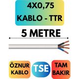 Öznur 4x0,75 Ttr Kablo Metre Seçenekli (Beyaz) - 5 METRE