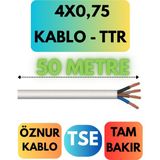 Öznur 4x0,75 Ttr Kablo Metre Seçenekli (Beyaz) - 50 METRE