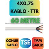 Öznur 4x0,75 Ttr Kablo Metre Seçenekli (Beyaz) - 60 METRE