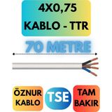 Öznur 4x0,75 Ttr Kablo Metre Seçenekli (Beyaz) - 70 METRE
