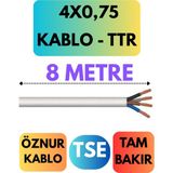 Öznur 4x0,75 Ttr Kablo Metre Seçenekli (Beyaz) - 8 METRE