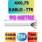 Öznur 4x0,75 Ttr Kablo Metre Seçenekli (Beyaz) - 90 METRE