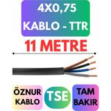 Öznur 4x0,75 Ttr Kablo Metre Seçenekli (Siyah) - 11 METRE