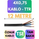 Öznur 4x0,75 Ttr Kablo Metre Seçenekli (Siyah) - 12 METRE