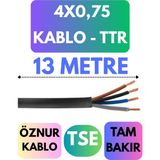Öznur 4x0,75 Ttr Kablo Metre Seçenekli (Siyah) - 13 METRE