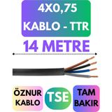 Öznur 4x0,75 Ttr Kablo Metre Seçenekli (Siyah) - 14 METRE
