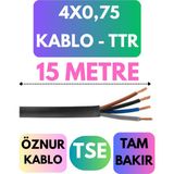 Öznur 4x0,75 Ttr Kablo Metre Seçenekli (Siyah) - 15 METRE