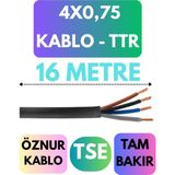 Öznur 4x0,75 Ttr Kablo Metre Seçenekli (Siyah) - 16 METRE