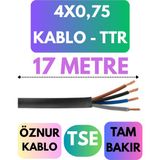 Öznur 4x0,75 Ttr Kablo Metre Seçenekli (Siyah) - 17 METRE