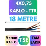 Öznur 4x0,75 Ttr Kablo Metre Seçenekli (Siyah) - 18 METRE
