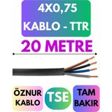 Öznur 4x0,75 Ttr Kablo Metre Seçenekli (Siyah) - 20 METRE
