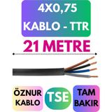 Öznur 4x0,75 Ttr Kablo Metre Seçenekli (Siyah) - 21 METRE