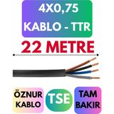 Öznur 4x0,75 Ttr Kablo Metre Seçenekli (Siyah) - 22 METRE