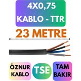 Öznur 4x0,75 Ttr Kablo Metre Seçenekli (Siyah) - 23 METRE
