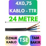 Öznur 4x0,75 Ttr Kablo Metre Seçenekli (Siyah) - 24 METRE