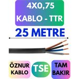 Öznur 4x0,75 Ttr Kablo Metre Seçenekli (Siyah) - 25 METRE