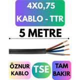 Öznur 4x0,75 Ttr Kablo Metre Seçenekli (Siyah) - 5 METRE