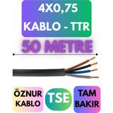 Öznur 4x0,75 Ttr Kablo Metre Seçenekli (Siyah) - 50 METRE