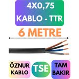 Öznur 4x0,75 Ttr Kablo Metre Seçenekli (Siyah) - 6 METRE