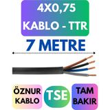Öznur 4x0,75 Ttr Kablo Metre Seçenekli (Siyah) - 7 METRE