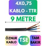 Öznur 4x0,75 Ttr Kablo Metre Seçenekli (Siyah) - 9 METRE