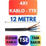 Öznur 4x1 Ttr Kablo Metre Seçenekli (Siyah) - 12 METRE
