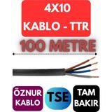 Öznur 4X10 Ttr Kablo Metre Seçenekli (Siyah) - 100 METRE