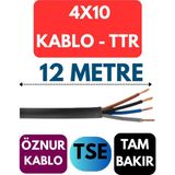 Öznur 4X10 Ttr Kablo Metre Seçenekli (Siyah) - 12 METRE