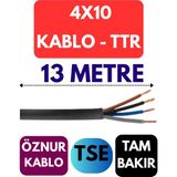 Öznur 4X10 Ttr Kablo Metre Seçenekli (Siyah) - 13 METRE
