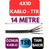 Öznur 4X10 Ttr Kablo Metre Seçenekli (Siyah) - 14 METRE