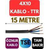 Öznur 4X10 Ttr Kablo Metre Seçenekli (Siyah) - 15 METRE