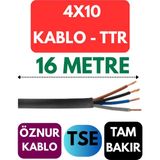 Öznur 4X10 Ttr Kablo Metre Seçenekli (Siyah) - 16 METRE