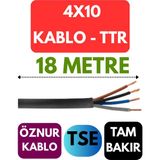 Öznur 4X10 Ttr Kablo Metre Seçenekli (Siyah) - 18 METRE