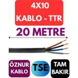 Öznur 4X10 Ttr Kablo Metre Seçenekli (Siyah) - 20 METRE
