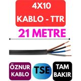 Öznur 4X10 Ttr Kablo Metre Seçenekli (Siyah) - 21 METRE
