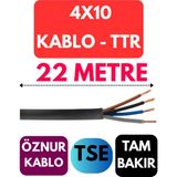 Öznur 4X10 Ttr Kablo Metre Seçenekli (Siyah) - 22 METRE