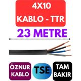 Öznur 4X10 Ttr Kablo Metre Seçenekli (Siyah) - 23 METRE
