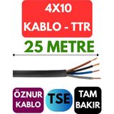 Öznur 4X10 Ttr Kablo Metre Seçenekli (Siyah) - 25 METRE
