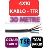 Öznur 4X10 Ttr Kablo Metre Seçenekli (Siyah) - 30 METRE