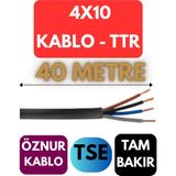Öznur 4X10 Ttr Kablo Metre Seçenekli (Siyah) - 40 METRE