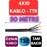 Öznur 4X10 Ttr Kablo Metre Seçenekli (Siyah) - 50 METRE