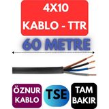 Öznur 4X10 Ttr Kablo Metre Seçenekli (Siyah) - 60 METRE